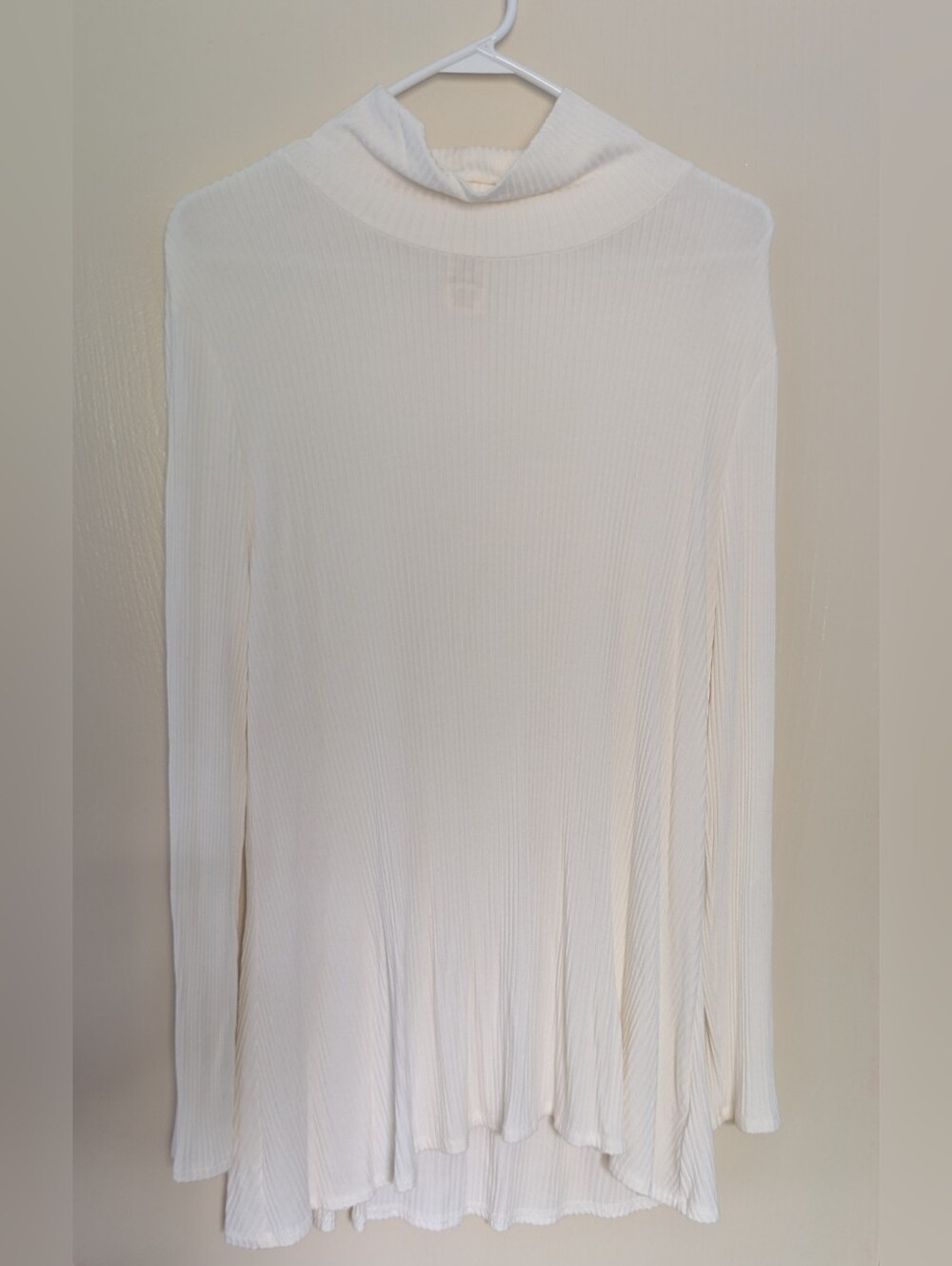Faded Glory Cream Ribbed Mock Neck Long Sleeve Top Size L 12-14